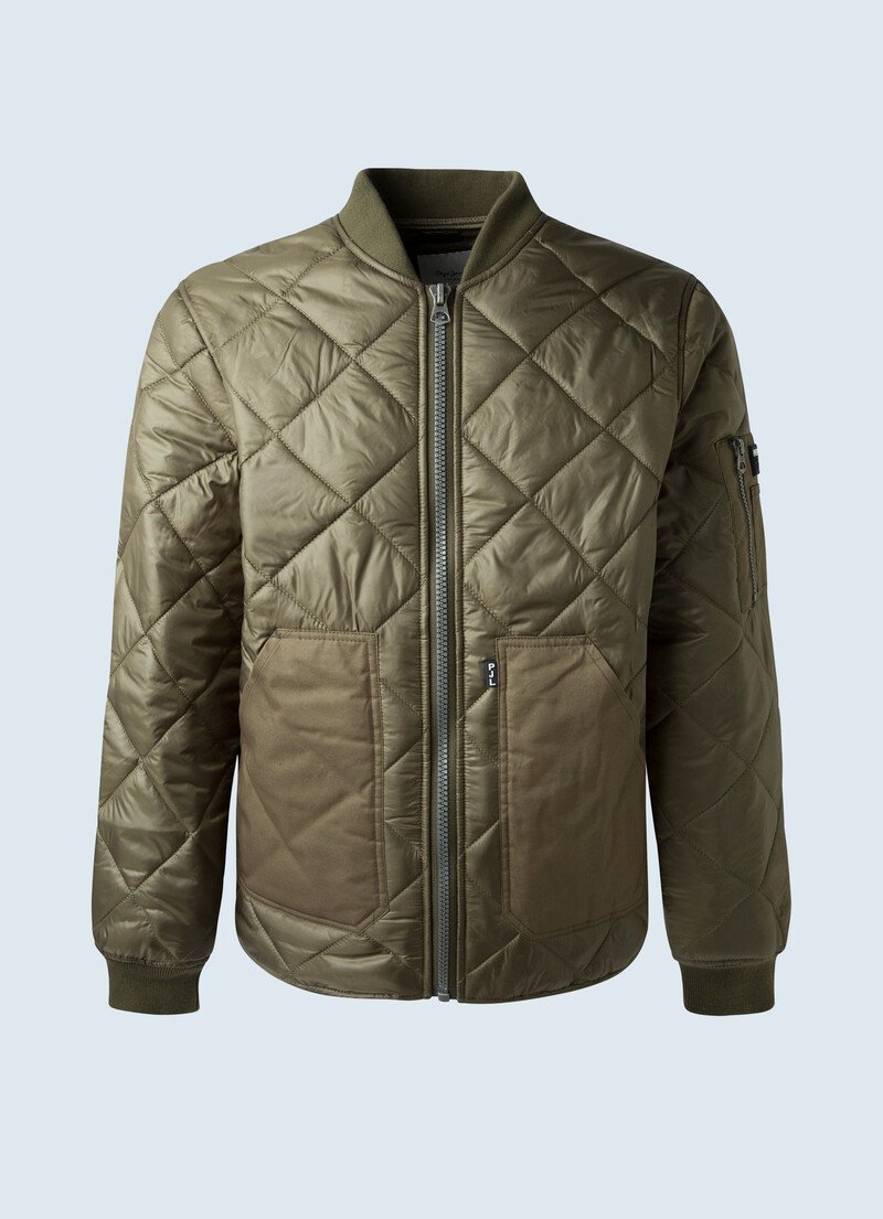 Chamarras Pepe Jeans Baratos Noah Quilted Bomber Hombre Verde Oliva